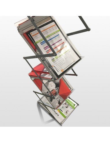 Porte-brochures Zed Up - pliant 6 étagères A4 en acrylique - hauteur ajustable_3