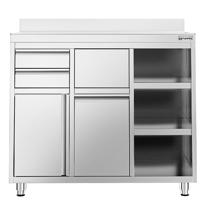 Meuble inox pour machine à café - 1200 x 600 mm - 2 tiroirs_3