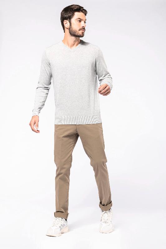 Pull col en V écoresponsable homme - Kariban - Réf: K980 - 50% coton biologique / 50% polyester recyclé_3