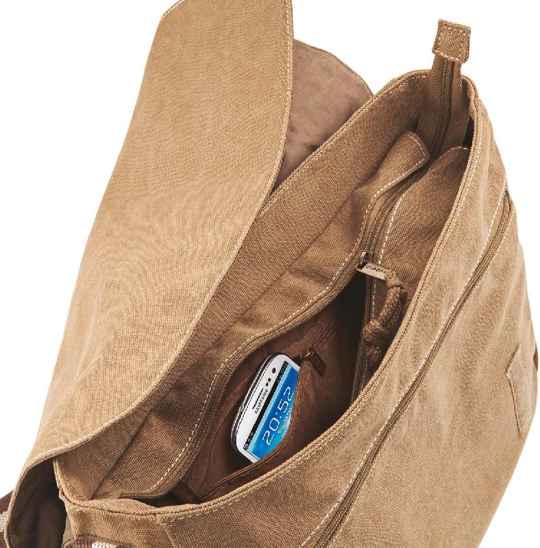 Sac courrier vintage en toile - Réf: QD610 - Quadra - Multiples poches zippées et bandoulière ajustable_3