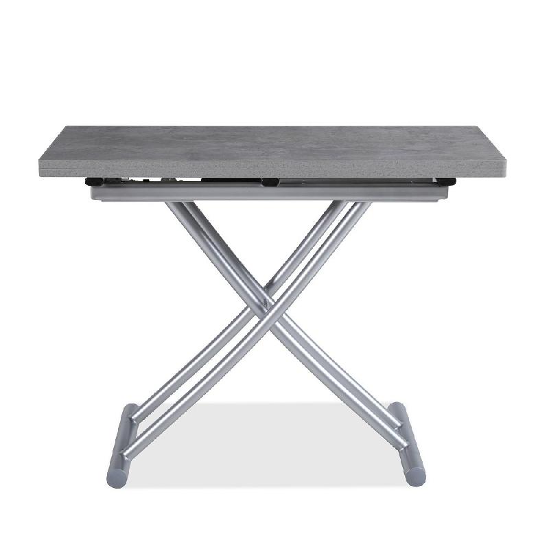 Table basse relevable extensible Colibri - ultra compacte - mélaminé finition béton - 100 x 45/90 cm - réglable 35 à 76 cm_3