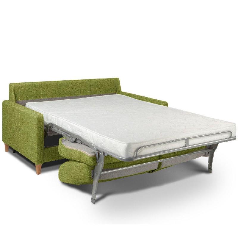 Canapé convertible OGGETTO - Matelas 16 cm - Système express - Sommier à lattes 140 cm - Tweed vert - RENATONISI_3