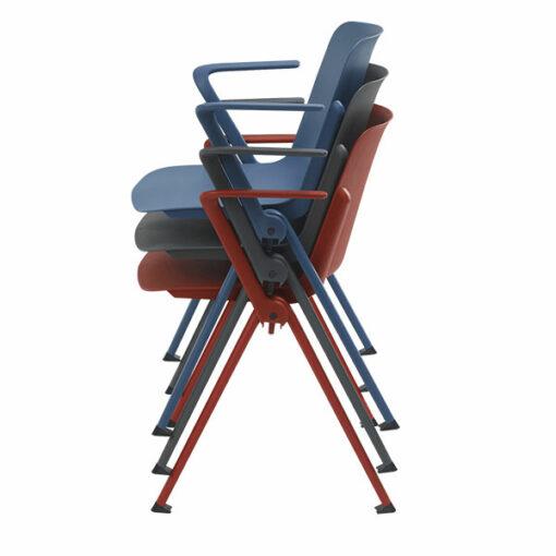 Chaise empilable visiteur 4 pieds avec accoudoirs MIA - neuf - coque polypropylène - piétement époxy grainé_3