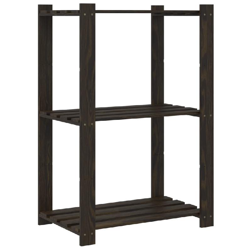 Vidaxl support de rangement à 3 niveaux noir 60x38x90 cm bois pin 373409_3