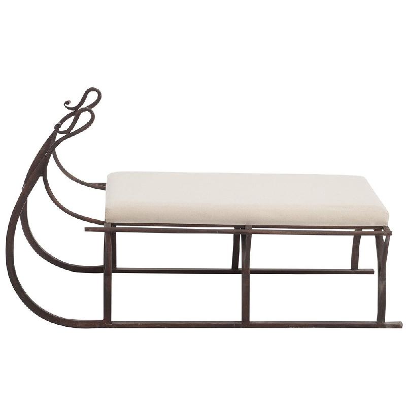 Banc luge en métal marron - assise blanche rembourrée en mousse - design élégant et original_3