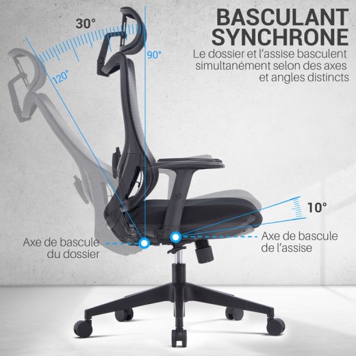 Fauteuil de Bureau Juan - Référence 6375 FR204 - Tissu synchrone avec soutien lombaire ergonomique réglable_3
