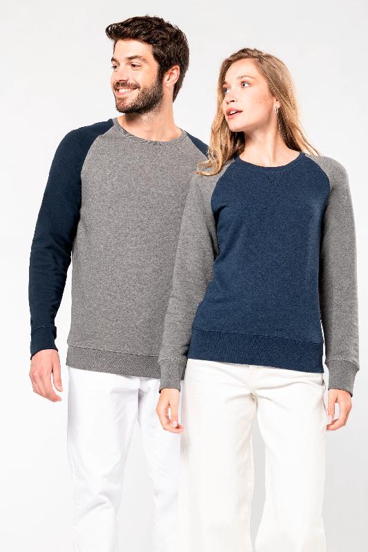 Sweat-shirt French Terry Bio bicolore col rond manches raglan homme - Réf: K491 - Kariban_3