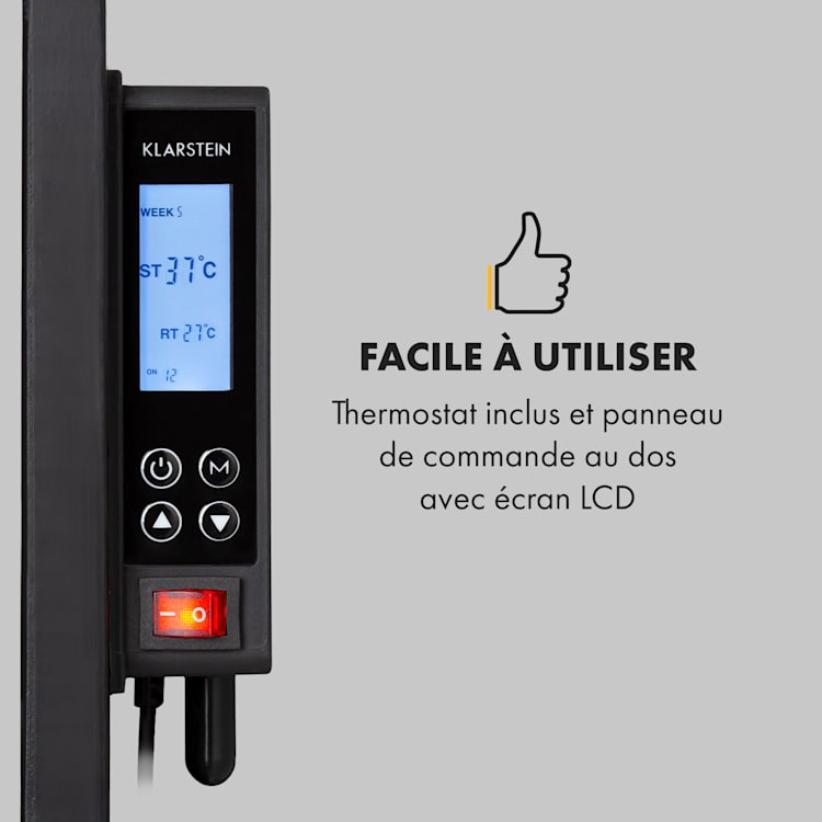 Chauffage infrarouge à longues ondes 550W - Wonderwall Earth - Efficace jusqu'à 11m², design en pierre élégante_3