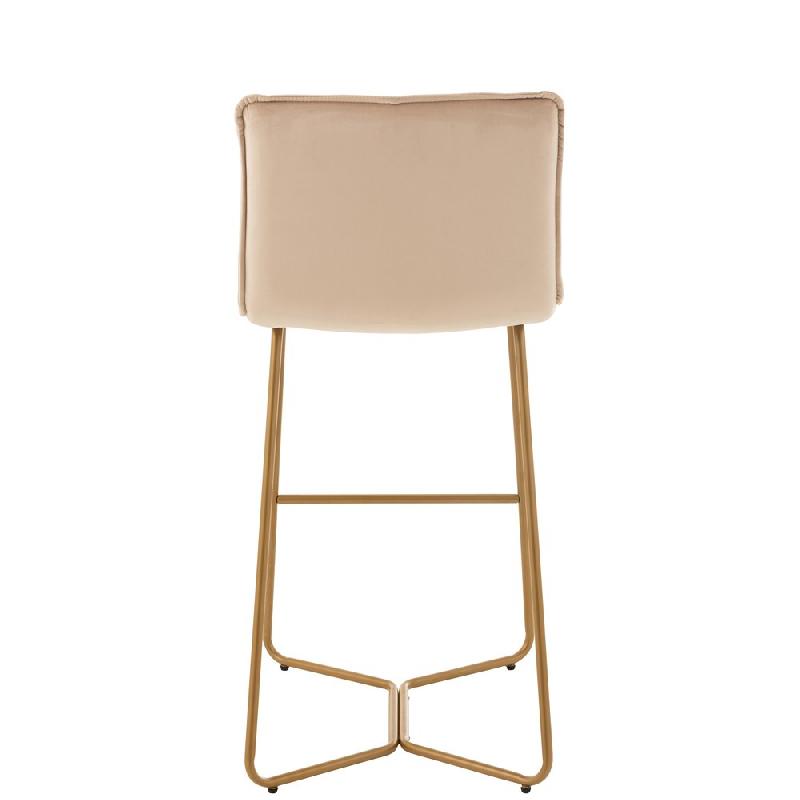 Chaise de bar RATRI - Velours beige, pieds métal couleur laiton - Design en vogue et confortable_3
