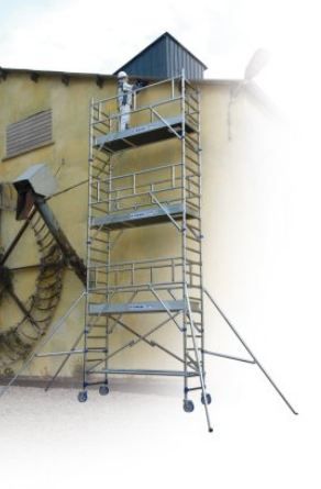 Échafaudage roulant aluminium Totem 2 Box 300 - Comabi SNC - Hauteur de travail maximale 9,85 m - Plateau bac_3