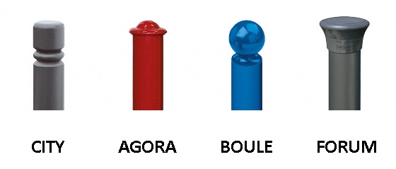 Potelet cendrier - contenance 1500 mégots - acier Ø60 et Ø76 mm - 4 pommeaux au choix - fixation par scellement direct_3