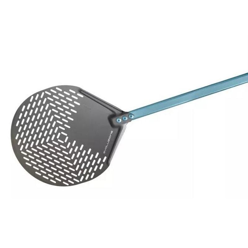 Pelle à pizza ronde perforée aluminium anodisé SHA 33x33 - Manche 150 cm - Gamme Evoluzione | GI.METAL_3