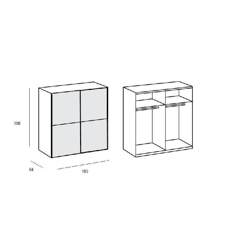 Dressing Clapton 179 cm - Portes coulissantes blanches avec miroirs, penderies intégrées et étagères_3
