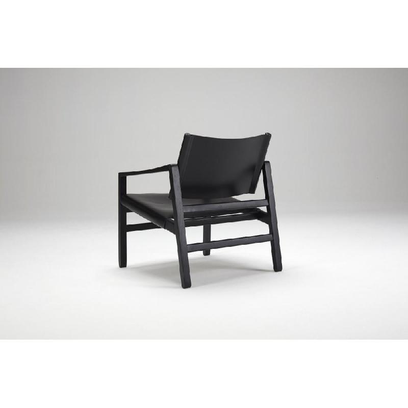 Fauteuil LUK en cuir noir - Structure et piètement en chêne massif teinté noir - Design scandinave_3