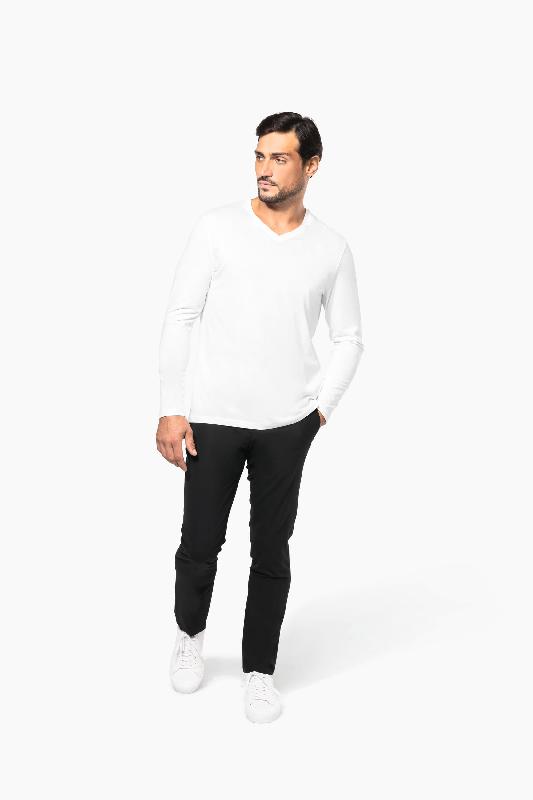 T-shirt Supima col V manches longues homme - 100% coton peigné - Kariban Premium - Réf: PK306_3
