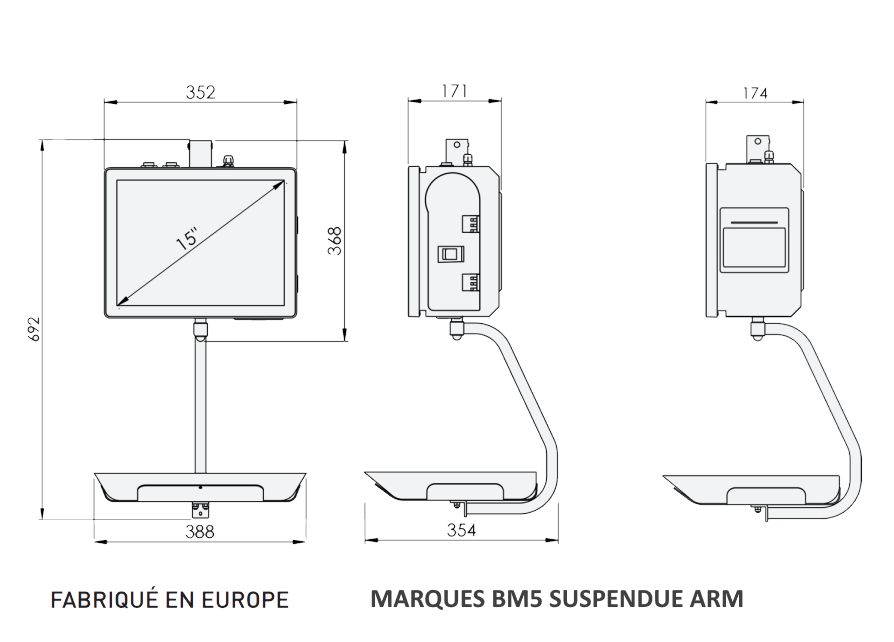 Balance commerciale BM5 ARM suspendue - Ticket 58mm ou 80mm - Boîtier inox_3
