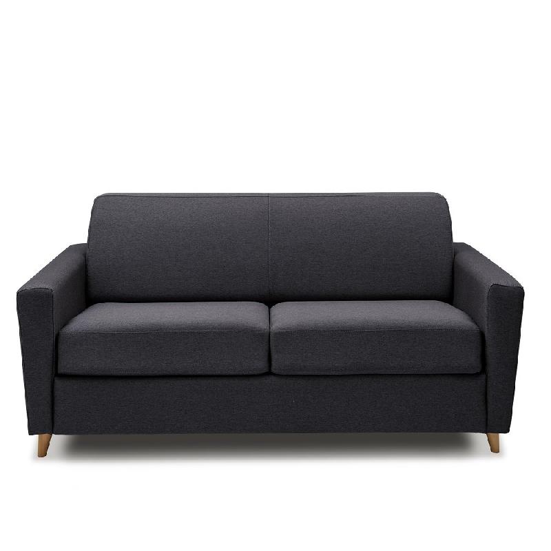 Canapé convertible express VIRGOLA - Matelas 16 cm - Sommier à lattes 120 cm - Tissu tweed gris anthracite_3