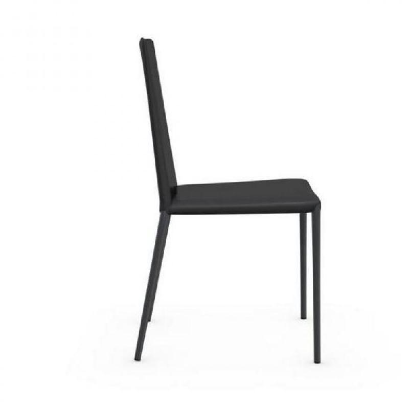 Lot de 2 chaises italiennes BOHEME - Gris - Structure en acier et assise en synderme_3