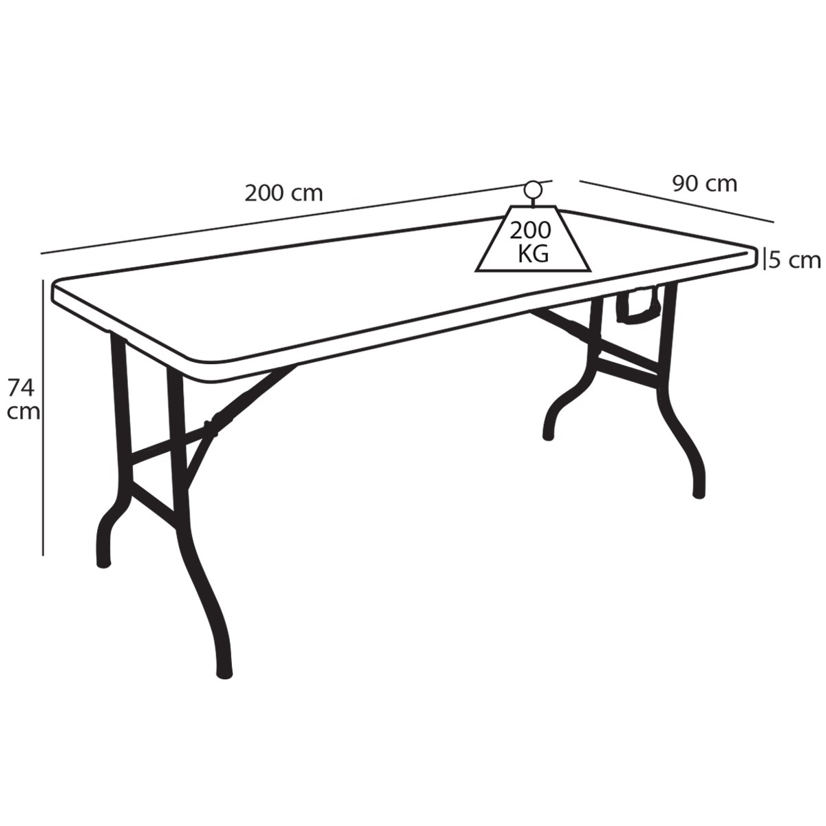 Table pliante 200cm 10 places monobloc_3