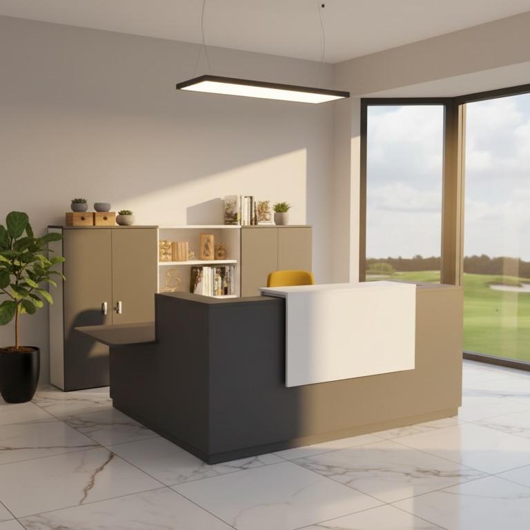 Bureau d'accueil d'angle avec accès PMR Delta Plus - Mobel Linea - 244, Anthracite, Gauche, Non_0