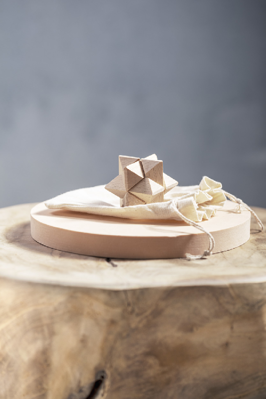 Puzzle magique en bois - Avec pochette en coton et fermeture à cordon - Couleur naturelle - 42g_3