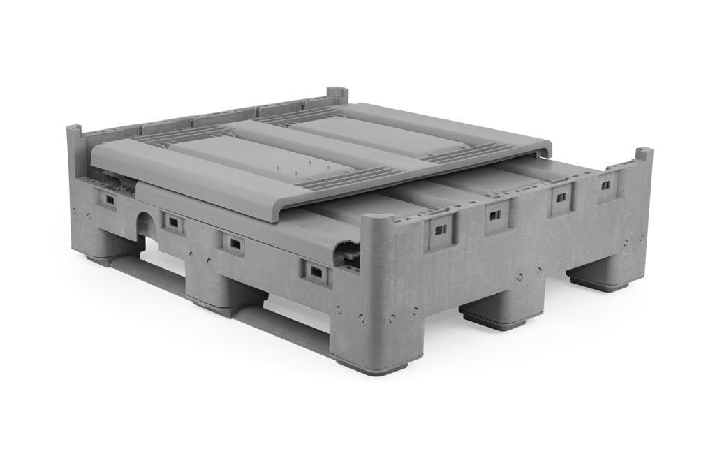 Caisse palette pliable en plastique - 120 x 100 cm - Hauteur 80 à 125 cm - Capacité 681 à 1174 litres - Fond et parois pleins ou ajourés_4