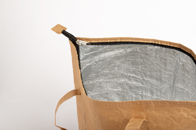 Sac isotherme zippé en papier recyclé laminé avec doublure aluminium - anses courtes_3