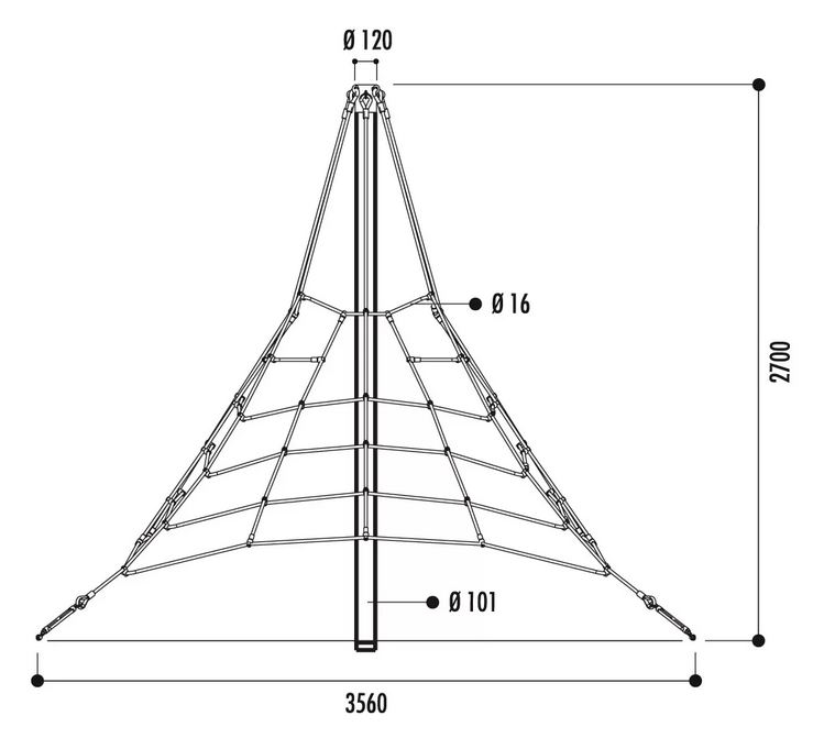 Araignée pour aire de jeux - Hauteur 2m, 2.7m ou 3.5m - Filet de pyramide en corde armée Ø 16 mm_3