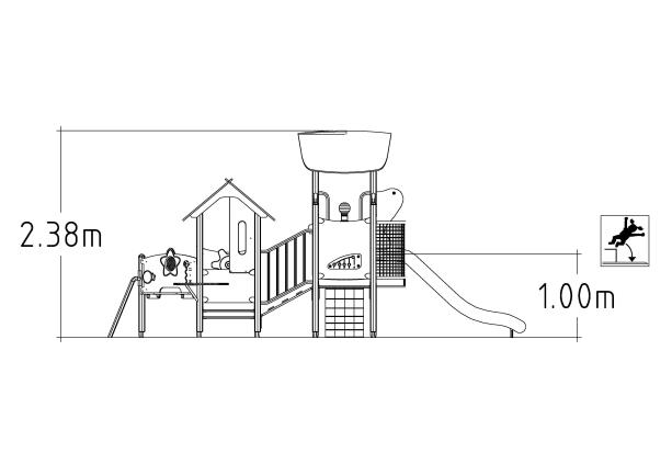 Structure multi-jeux 3 à 5 ans - Unimini Koppy - 8047023 - Hags - Poteaux bois et panneaux HPL - Fondation à enterrer_3