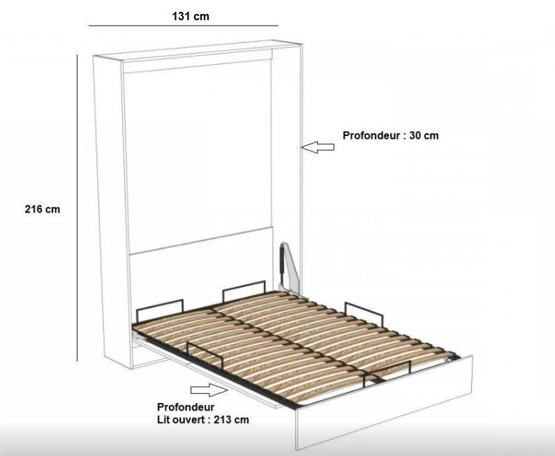 Armoire lit escamotable Dynamo - Blanc mat - Couchage 120x200 cm avec ouverture assistée et sommier à lattes_3