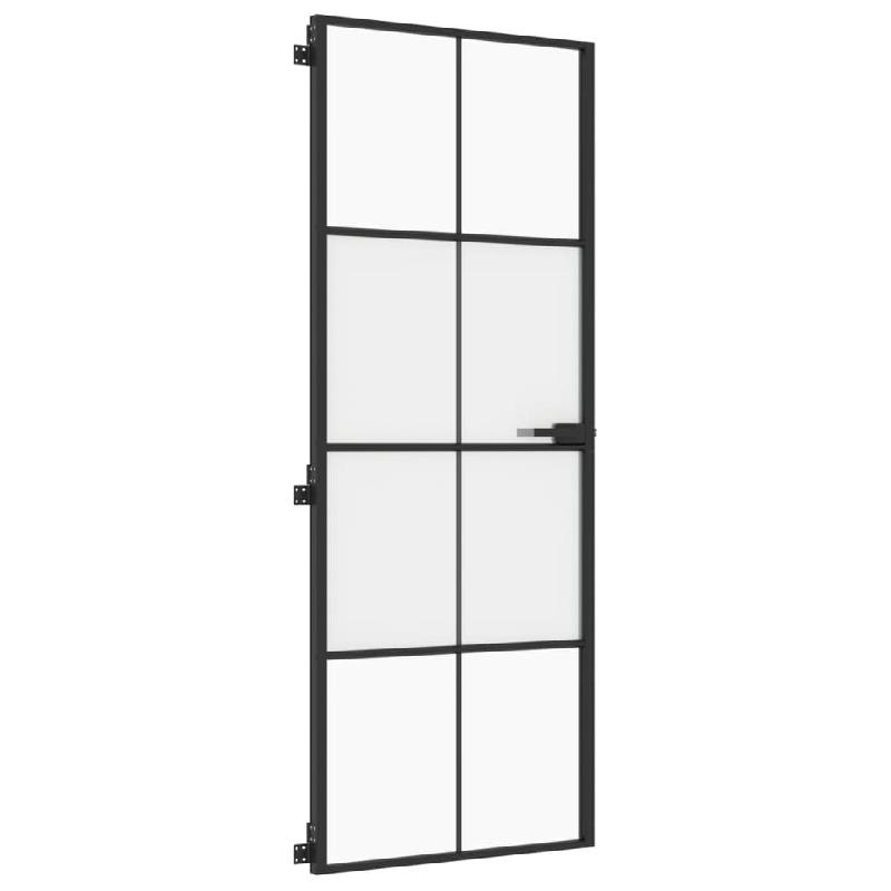 Vidaxl porte intérieure mince noir 76x201,5 cm verre trempé aluminium 155124_3