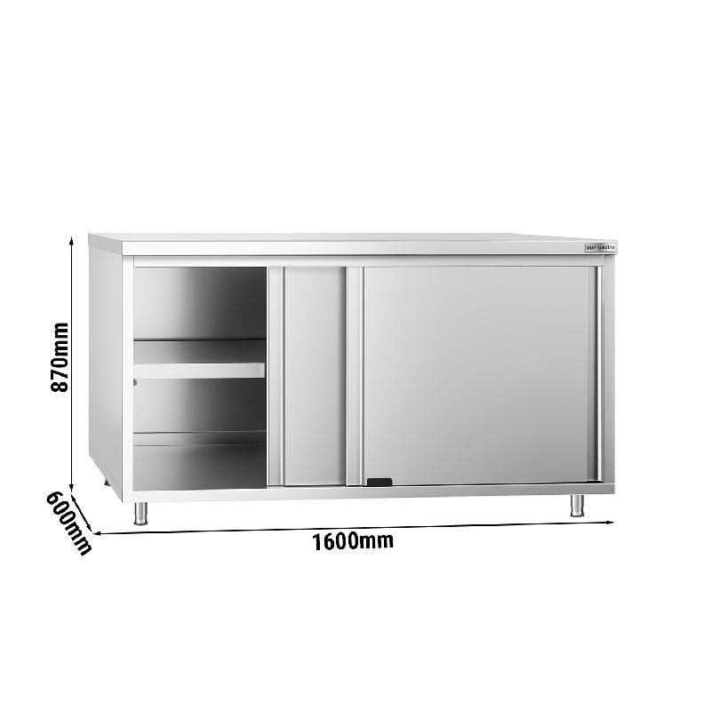 Meuble bas inox central P 600 mm avec portes -_3