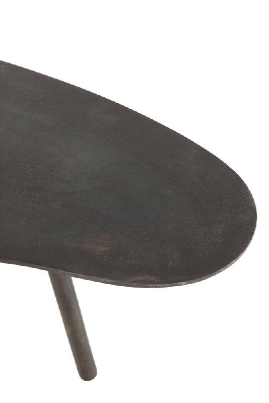 Table basse MISTE en aluminium noir - gigogne avec piétement en bois massif et plateau laqué_3