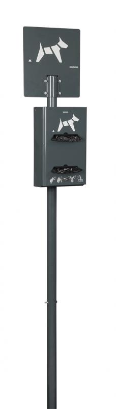 Borne de propreté hygiène canine sur poteau - 400 sacs - acier poudré anti-UV - antivandalisme - Hygeca_3