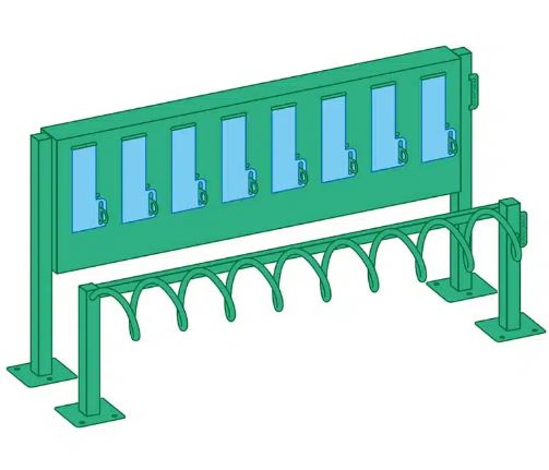 Garage pour 8 trottinettes électriques avec recharge extérieure - TrotFix Elec - prise étanche IP55 et boîtier sécurisé_3