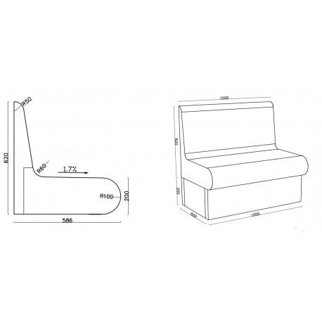 Banc arrondi 1200 x 586 cm avec dossier XPS prêt à carreler - Pour hammam et salle de bain - Valstorm_3