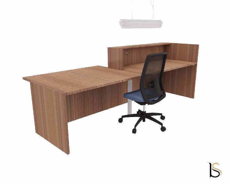 Banque d'accueil design avec accès PMR Z2 - Officity - 206, Droite, Noyer Canaletto_3