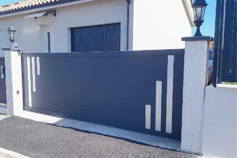 Portail coulissant plein finition aluminium - 4000 / 1500_3
