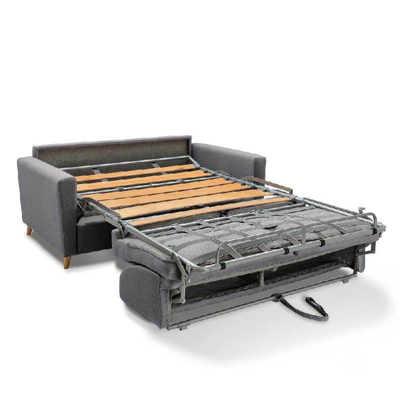 Canapé convertible express VIRGOLA - Matelas 16 cm - Sommier à lattes 160 cm - Tissu tweed gris_3