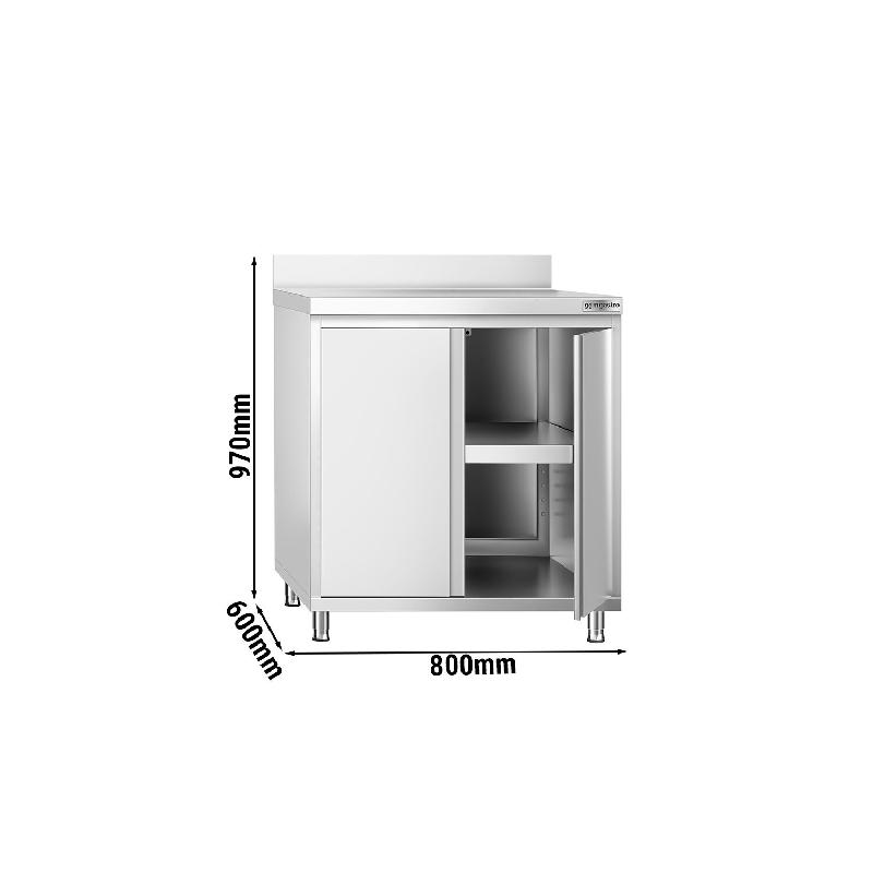 Meuble bas inox adossé P 600 mm avec portes - 800_3