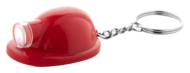 Porte-clés publicitaires - casque de sécurité en plastique avec lampe LED - couleur rouge_3