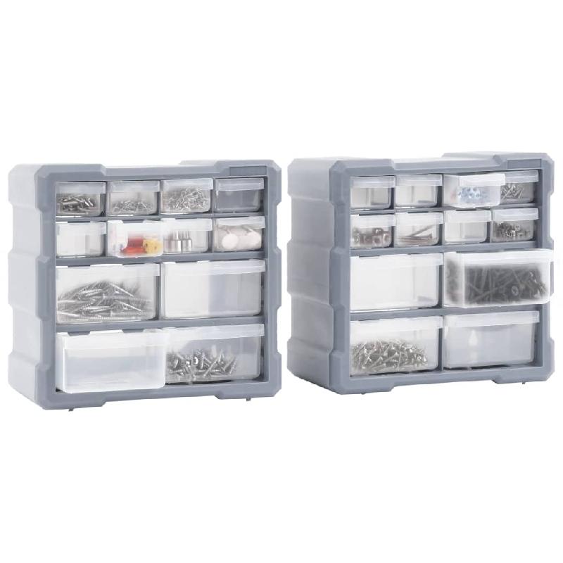 Vidaxl organisateurs multi-tiroirs avec 12 tiroirs 2 pcs 26,5x16x26 cm 147582_3