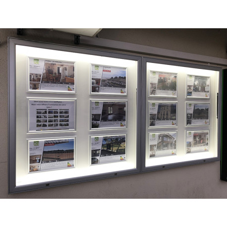 Vitrines extérieures Ht 1350 x 1000 mm - Aluminium - Plexi choc ou verre sécurit - Fabrication française_3