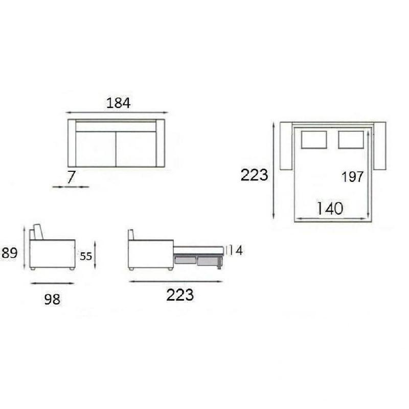 Canapé convertible express Oslo tweed bleu azur - Couchage 140x197 cm avec matelas 16 cm et sommier lattes Renatonisi_3
