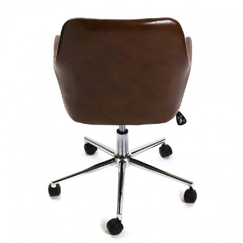 Fauteuil de bureau réglable ALICE - revêtement polyuréthane marron vintage - design rétro, structure en acier_3