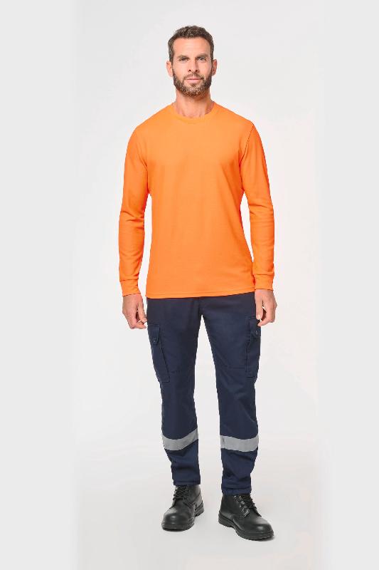 T-shirt unisexe écoresponsable manches longues coton/polyester - Réf: WK318 - Lavage industriel - Séchage tunnel - 190 g/m²_3