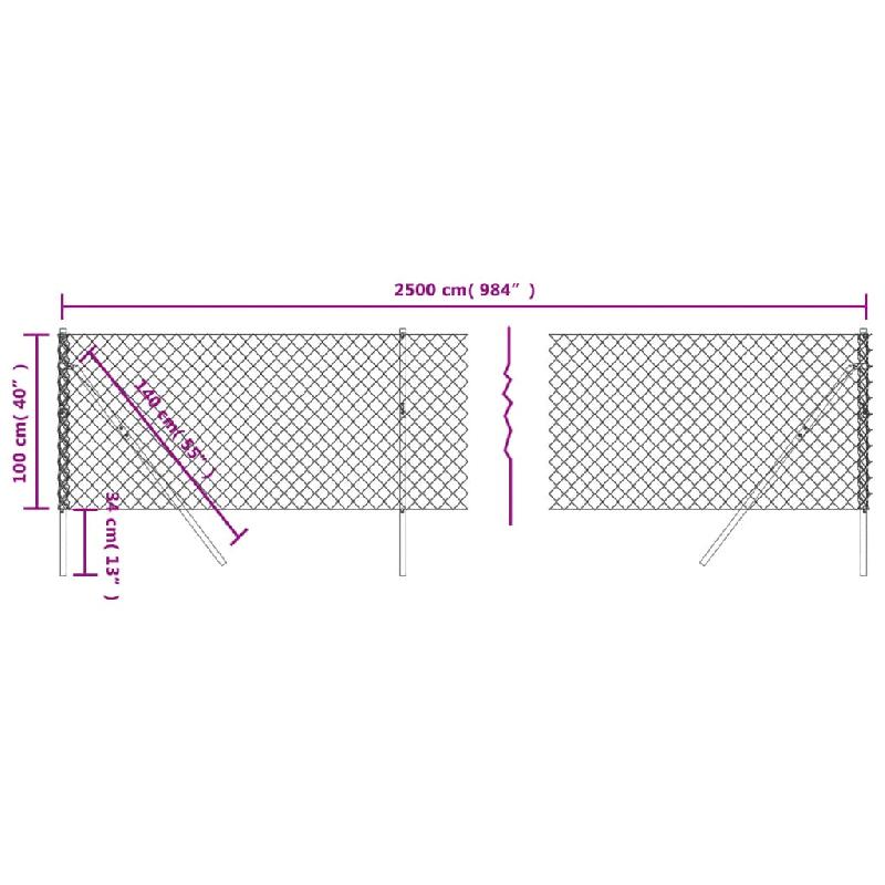 Vidaxl clôture à mailles losangées argenté 1x25 m 154009_3