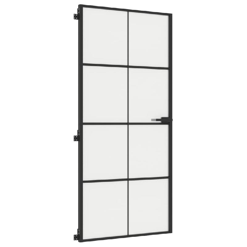 Vidaxl porte intérieure mince noir 93x201,5 cm verre trempé aluminium 155129_3
