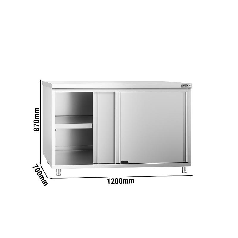 Meuble bas inox central P 700 mm avec portes - 1200_3