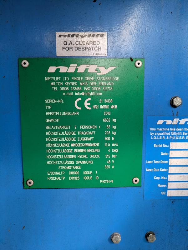 Nacelle articulée NIFTYLIFT hr21 hybride  new batt occasion_3